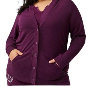 NEW Torrid Women's Size 4 4X 26 Lightweight  French Terry Hooded Lounge Cardigan
